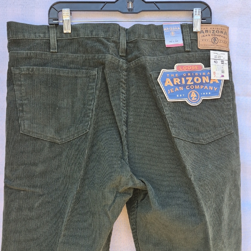Arizona Jean Company Men's Olive Corduroy Trousers 40×32